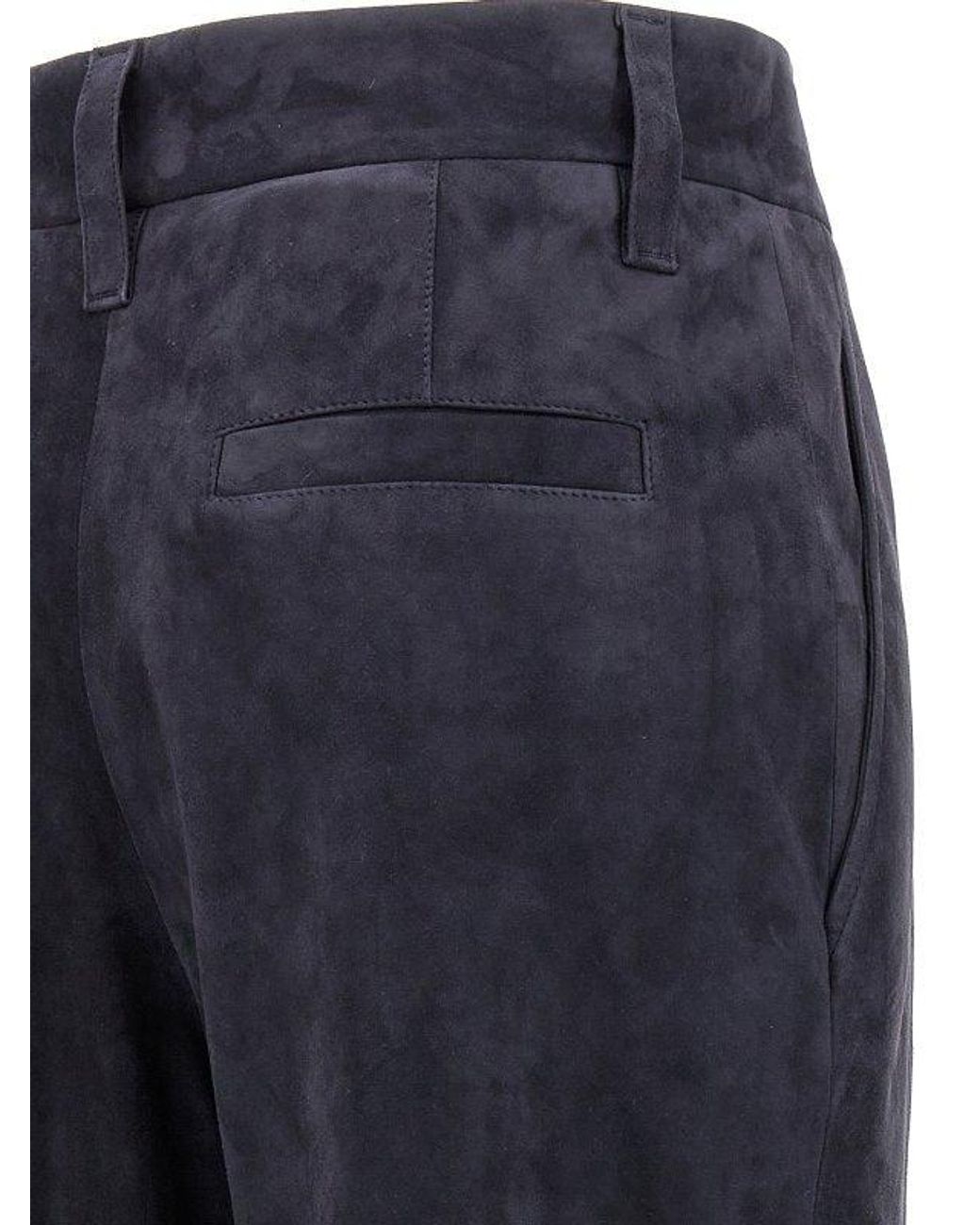 Brunello Cucinelli Blue Dark Suede Trousers