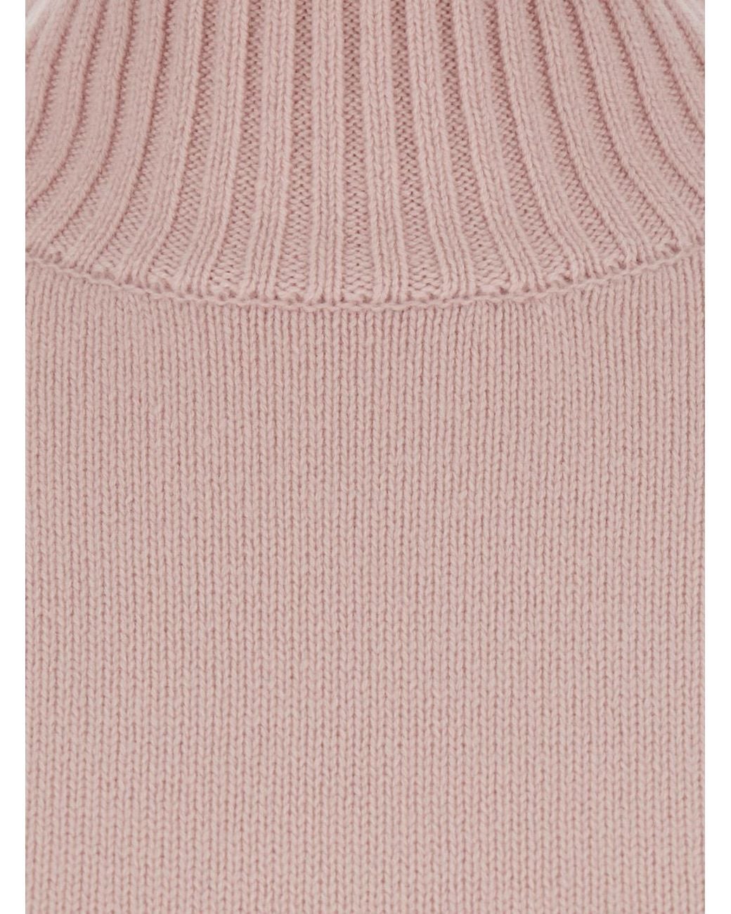 Le Plain Pink Mock Neck Cashmere Pullover Top
