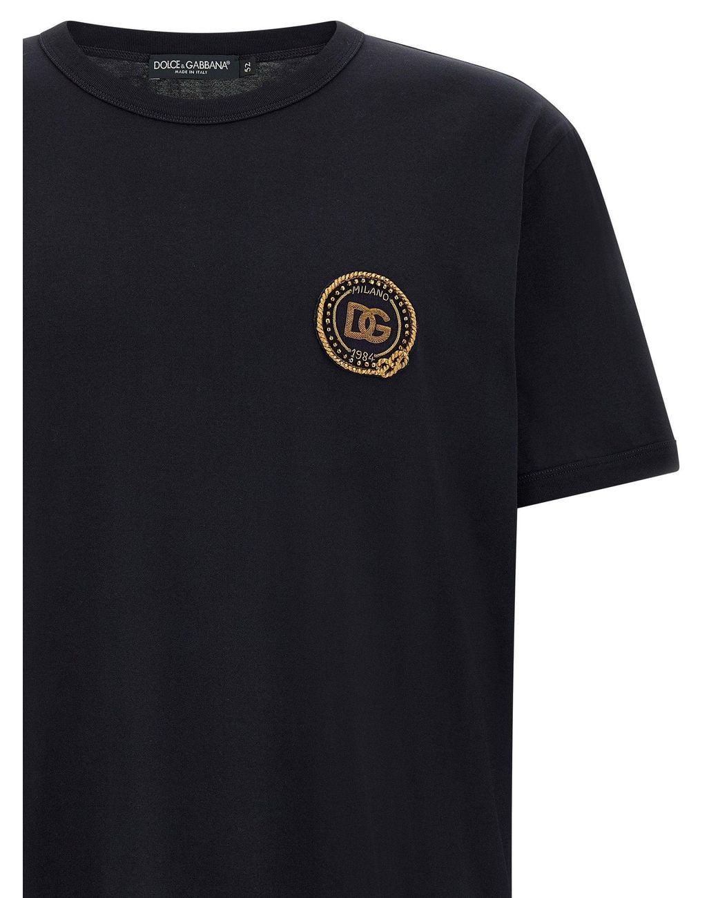 Dolce & Gabbana Black Dolce & Gabbana Logo-Embroidered Circular Patch T-Shirt
