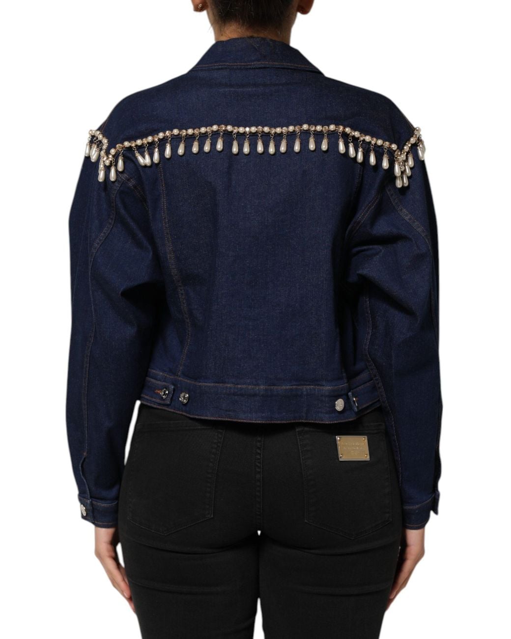 Dolce & Gabbana Blue Cotton Denim Crystal Embellished Jacket