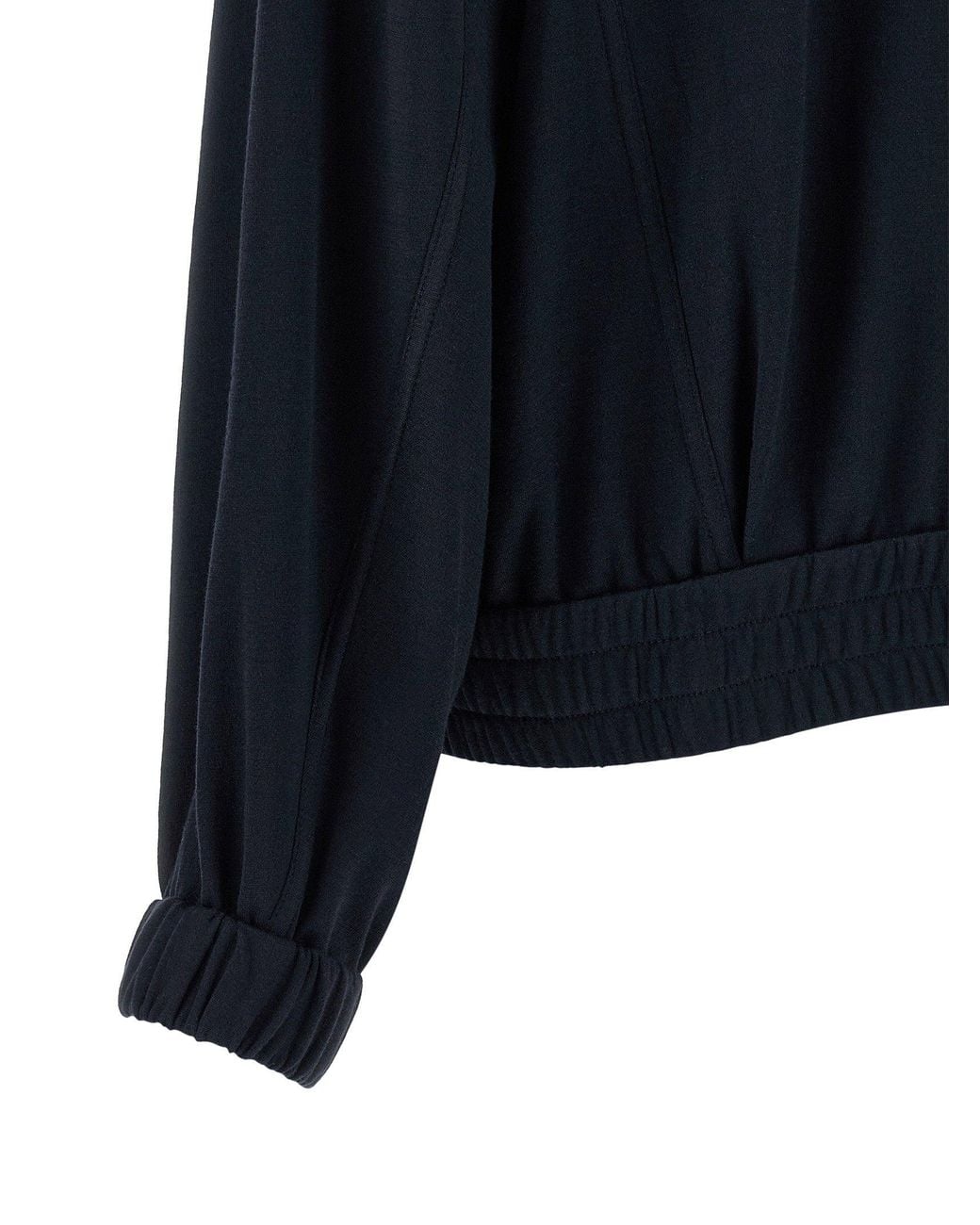 Brunello Cucinelli Blue Cotton-Silk Interlock Sweatshirt
