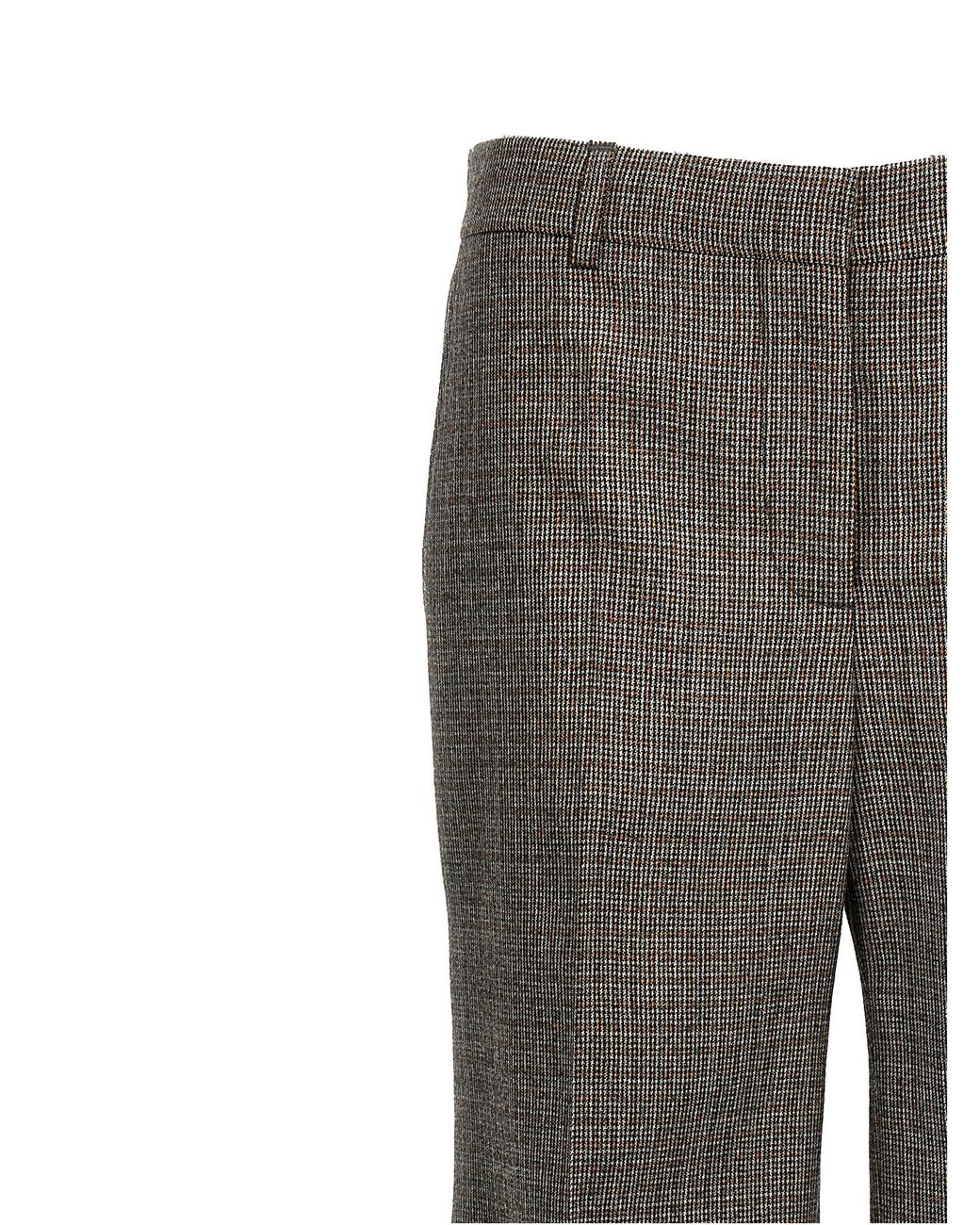 Stella McCartney Gray Micro Houndstooth Wool Trousers With Flared Leg
