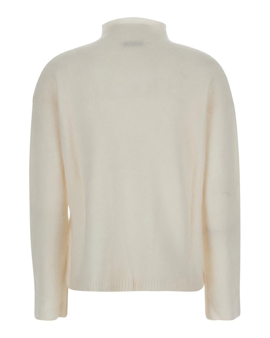 Max Mara White Cashmere Blend High Neck Sweater Tops