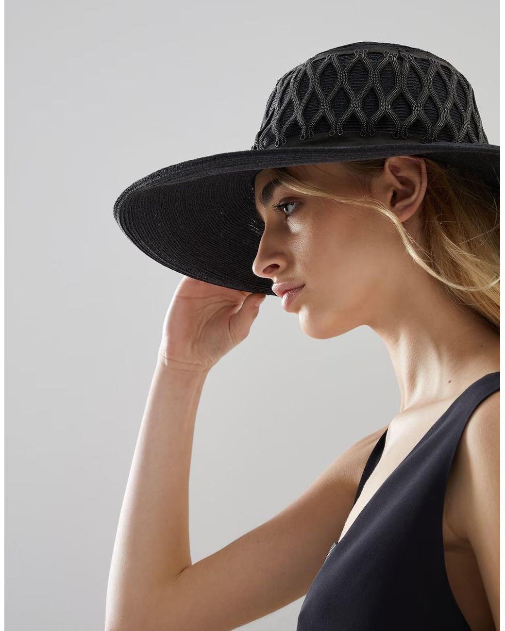 Brunello Cucinelli Black Wide Brim Hat