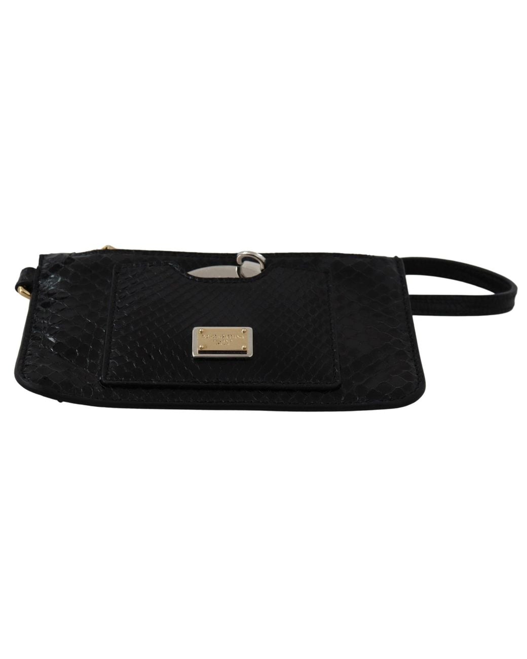 Dolce & Gabbana Black Leather Coin Purse Wristlet Mirror Agnese Wallet