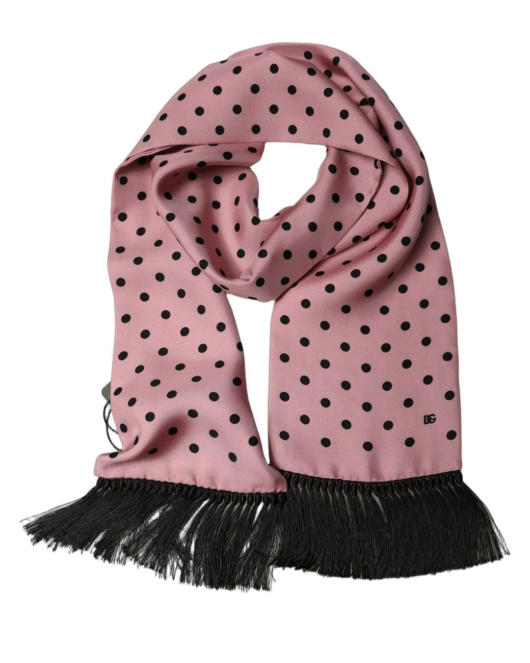 Dolce & Gabbana Red Polka Dot Silk Fringed Lace Stole Scarf for men