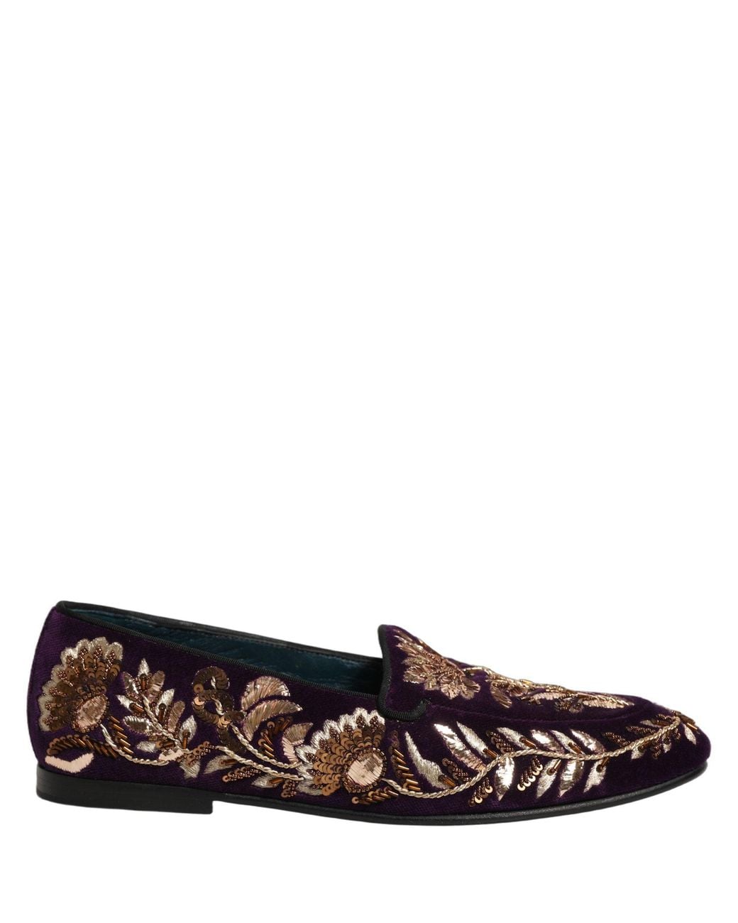Dolce & Gabbana Black Dolce & Gabbana Velvet Floral Embroidery Loafer for men