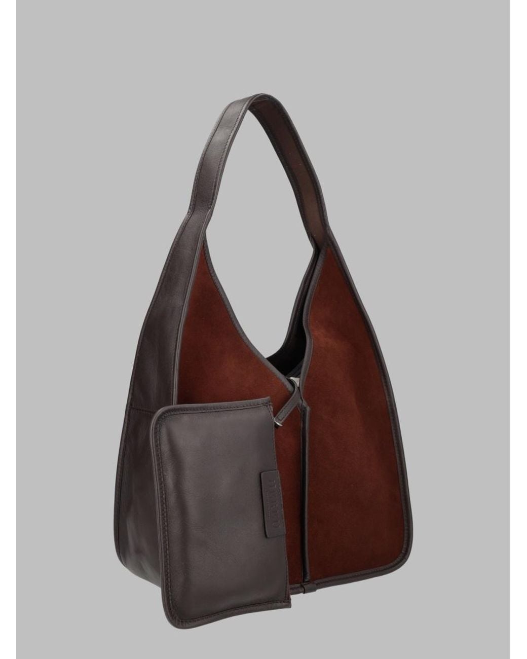 Hereu Brown Hobo Bag Calella Leather Calf Suede