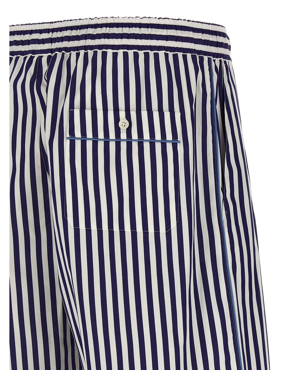 Dolce & Gabbana Blue Dolce & Gabbana Striped Cotton-Silk Bermuda Shorts