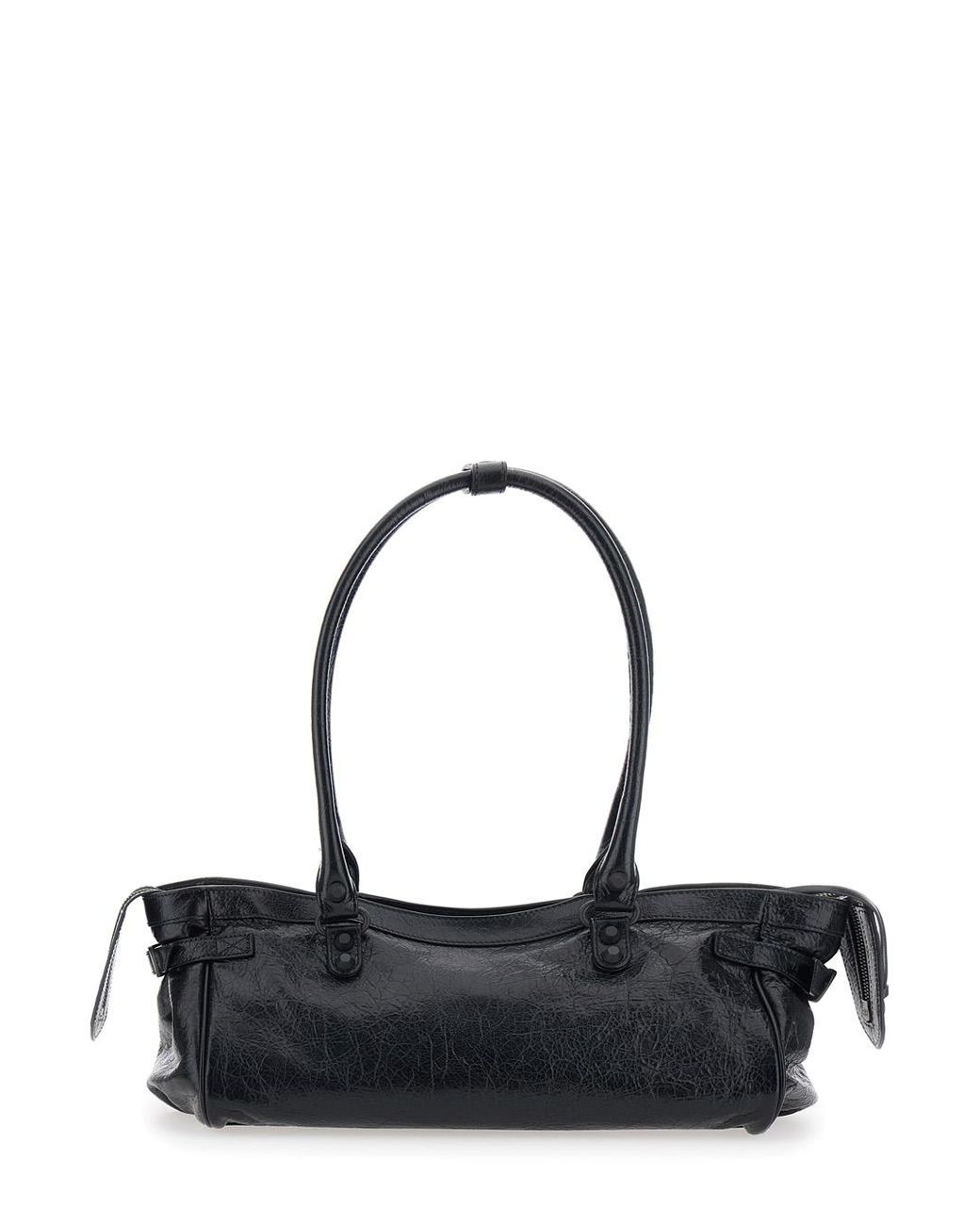 Balenciaga Black Shoulder Bag Le City East West Leather