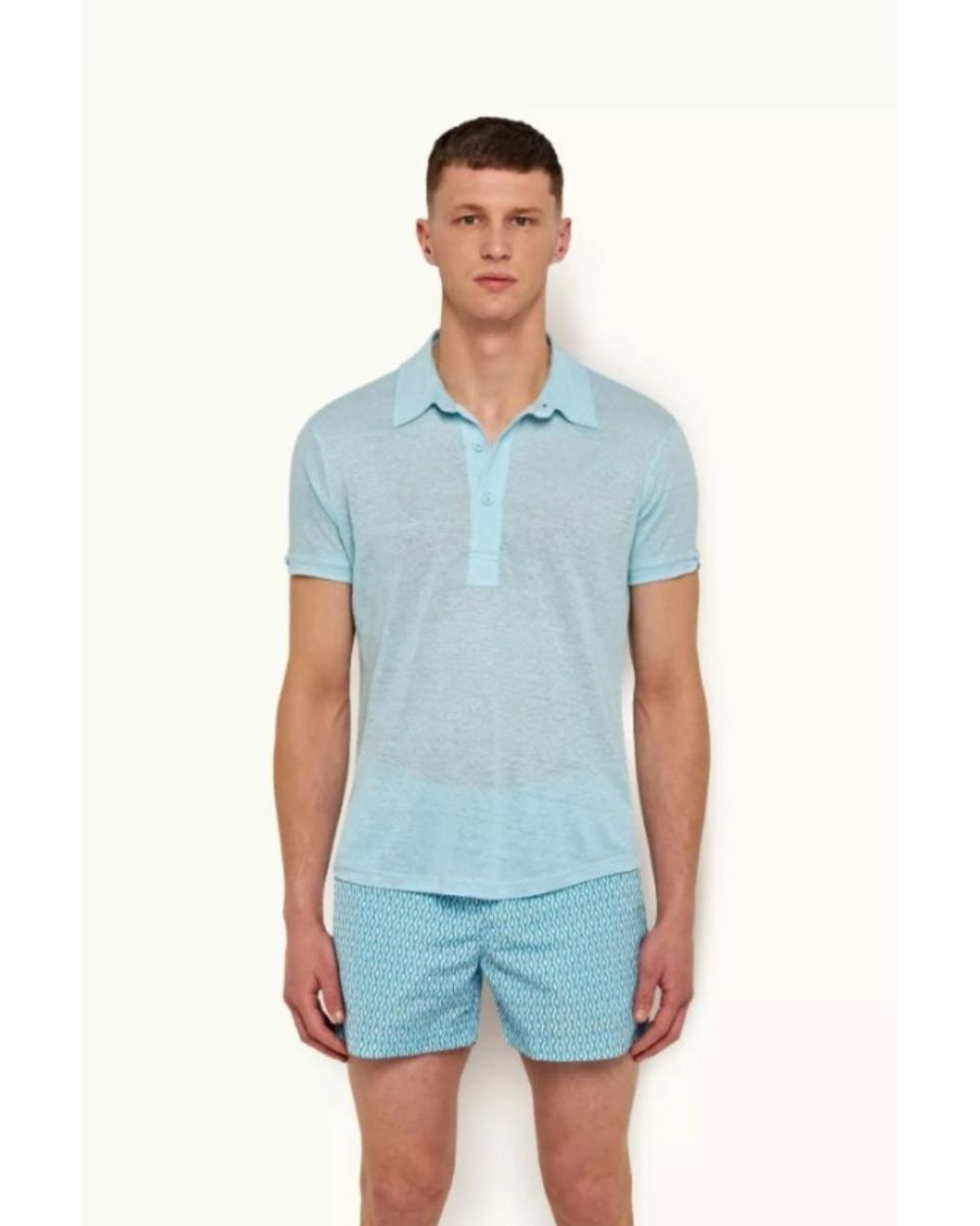 Orlebar Brown Blue Sebastian Linen Polo Shirt for men