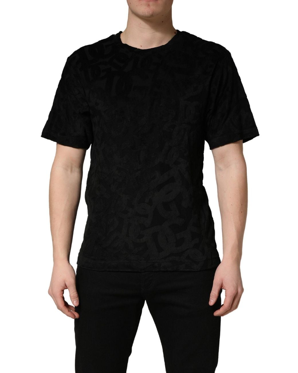 Dolce & Gabbana Black Dg Mania Logo Print Casual T-Shirt Viscose Cotton for men