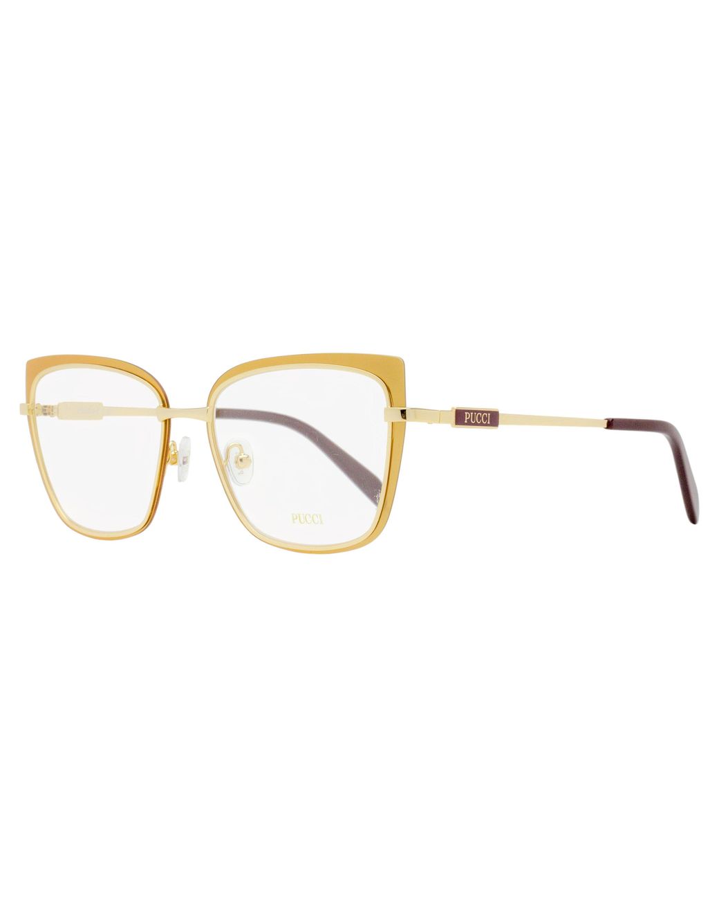 Emilio Pucci Black Pucci Rimmed Rectangular Eyeglasses Ep5219 041- 54Mm Metal/Plastic (Acetate)