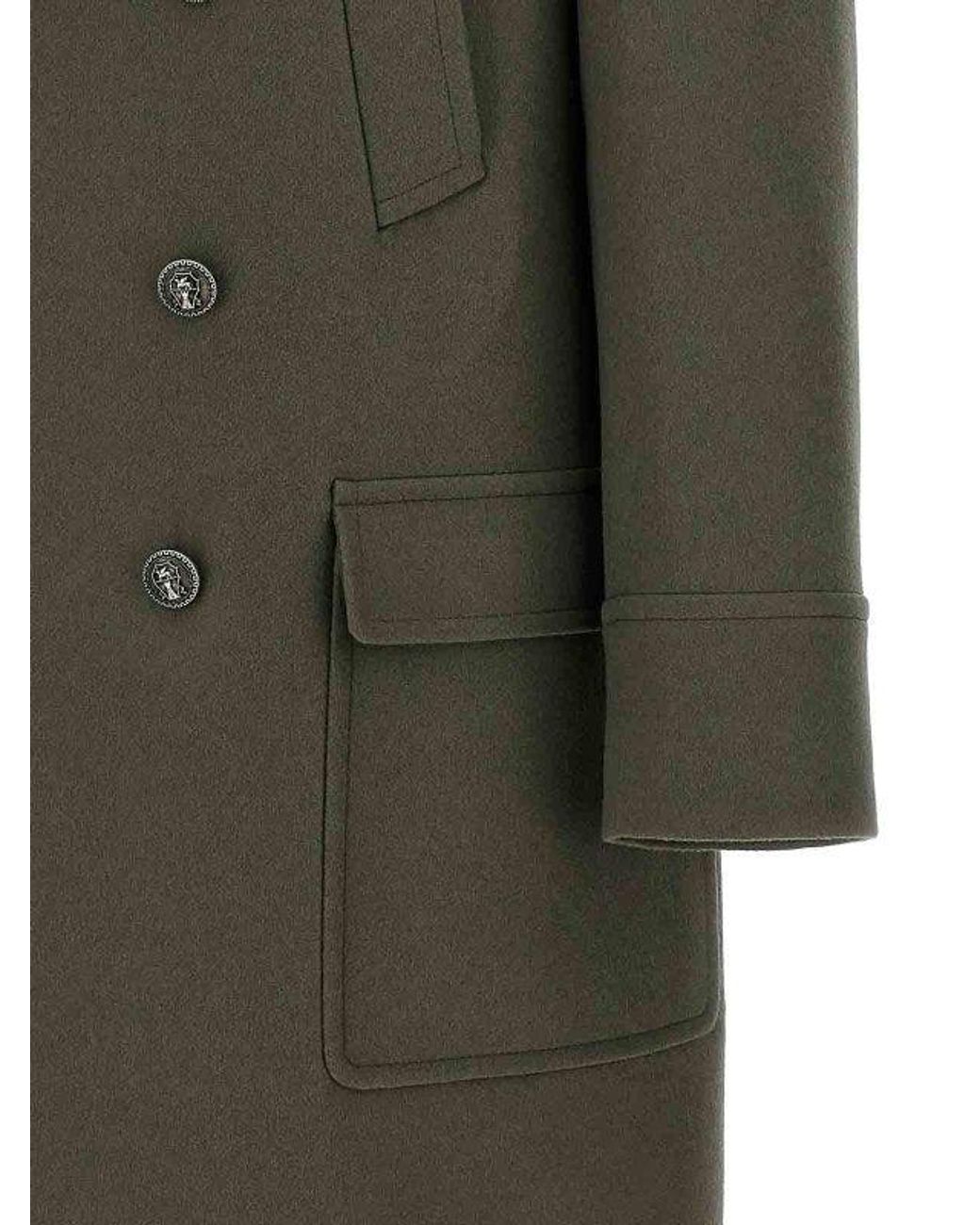 Brunello Cucinelli Green Army Wool Coat for men