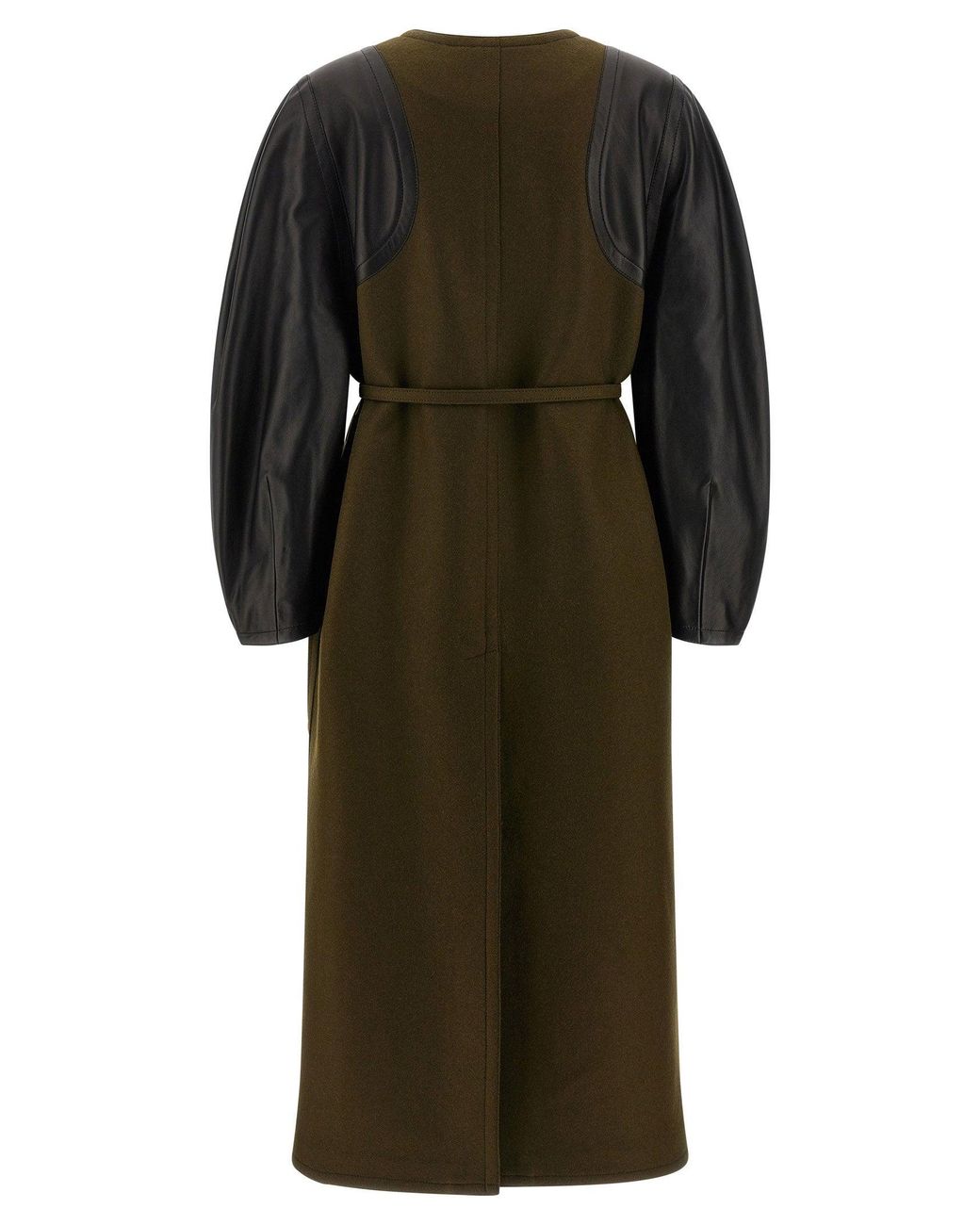Fendi Green Wool Felt & Leather Coat