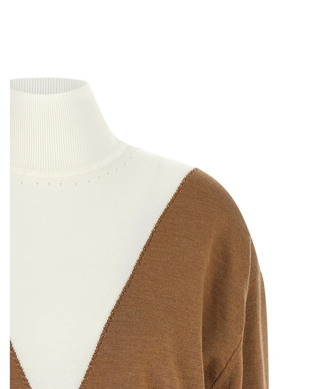 Rabanne Brown Perforated Intarsia Virgin Wool Sweater