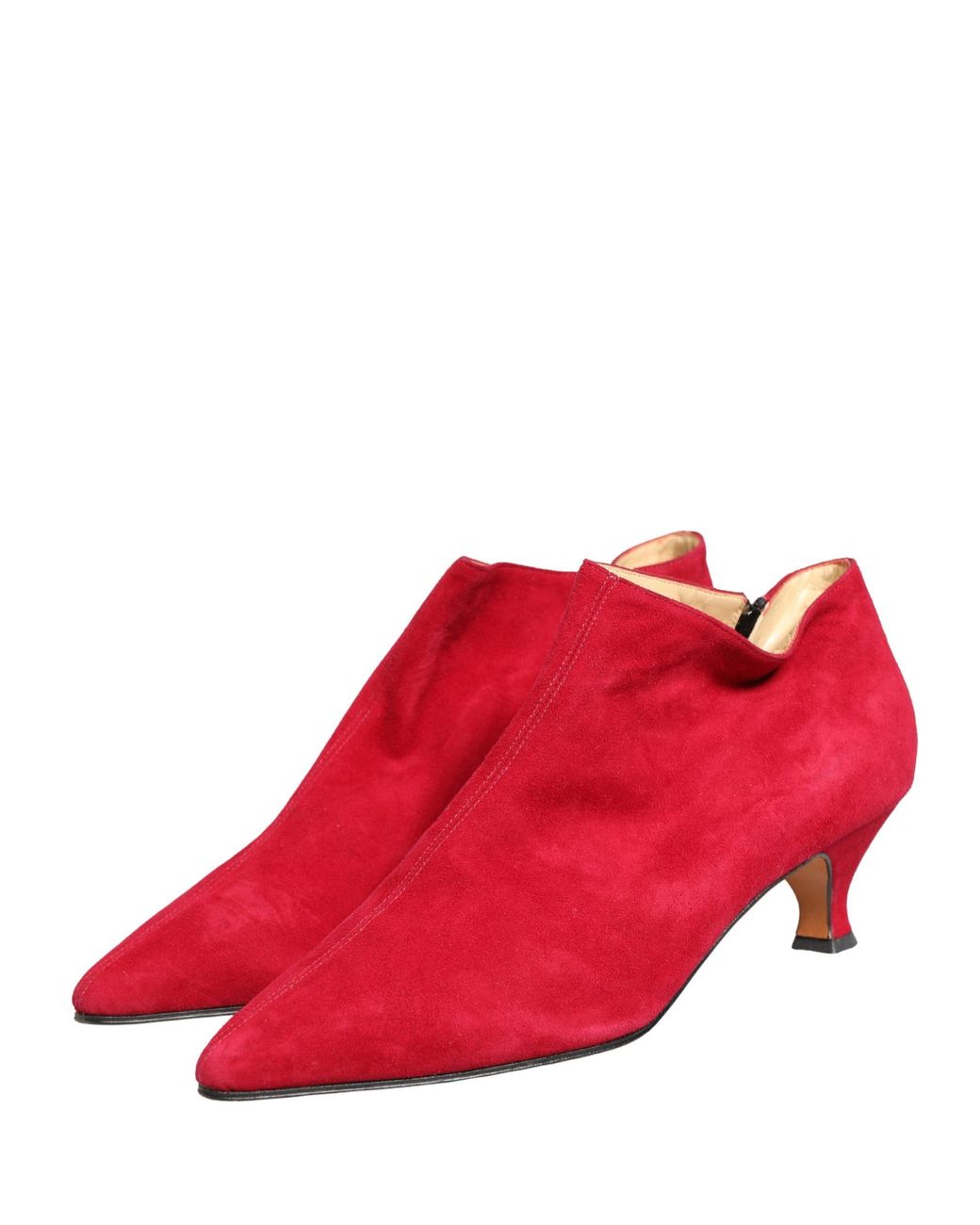 Dolce & Gabbana Red Suede Ankle Boots Shoes