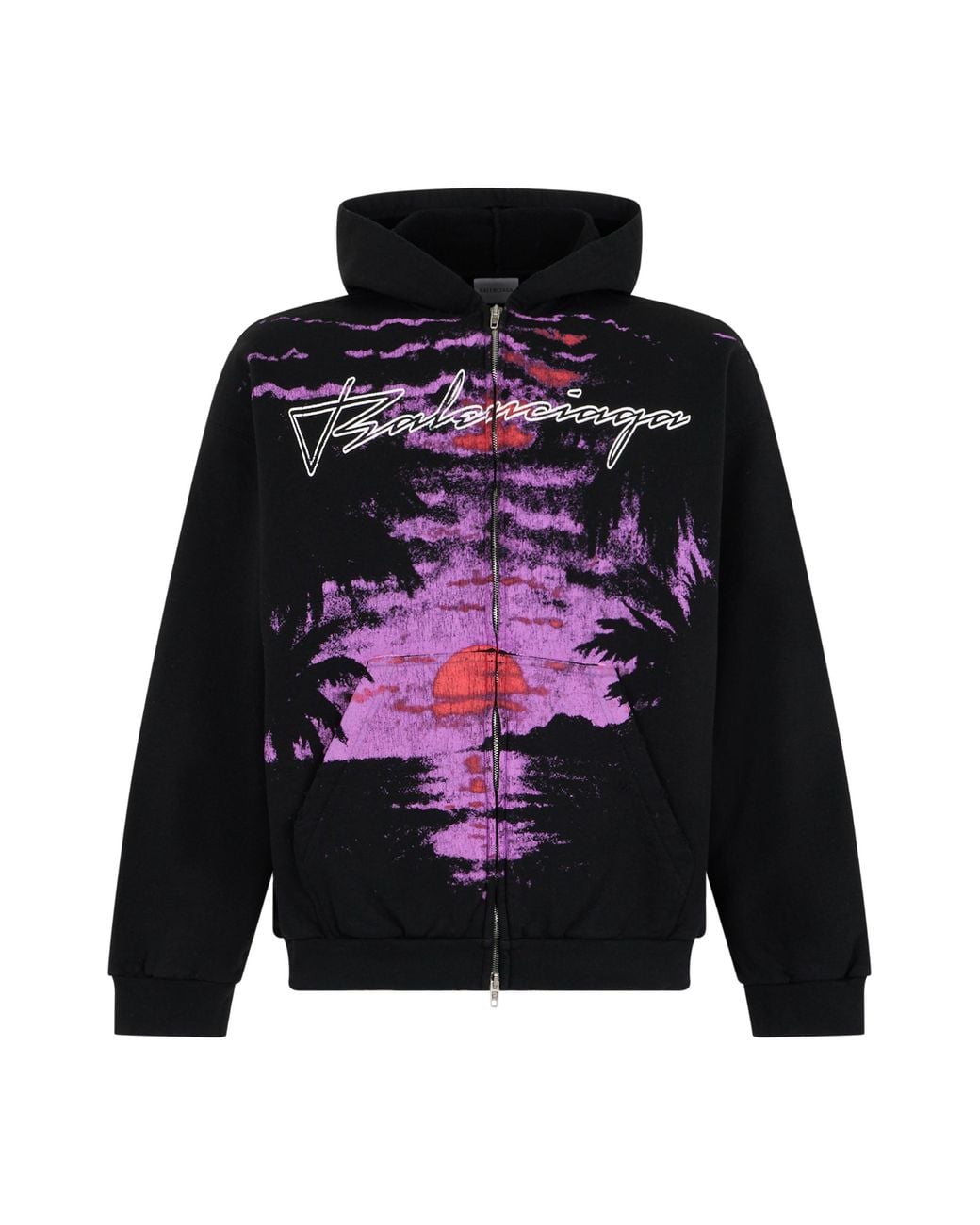Balenciaga Red Zip Hoodie Cotton Sweatshirts