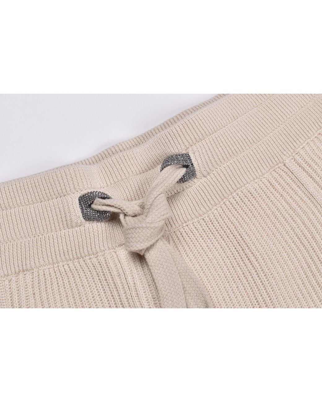 Brunello Cucinelli Natural Ribbed Knit Trousers