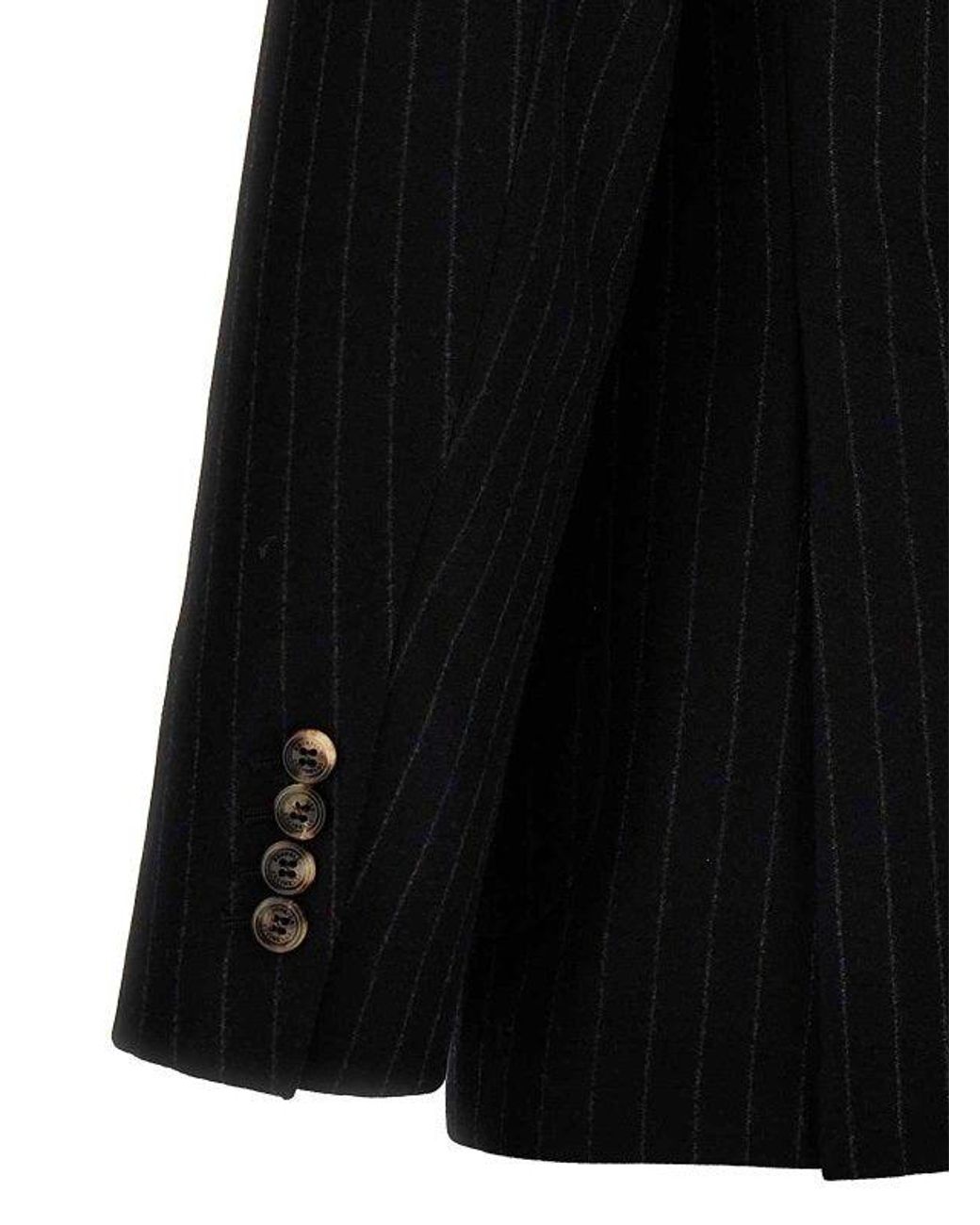 Brunello Cucinelli Black Wool Pinstripe Suit for men