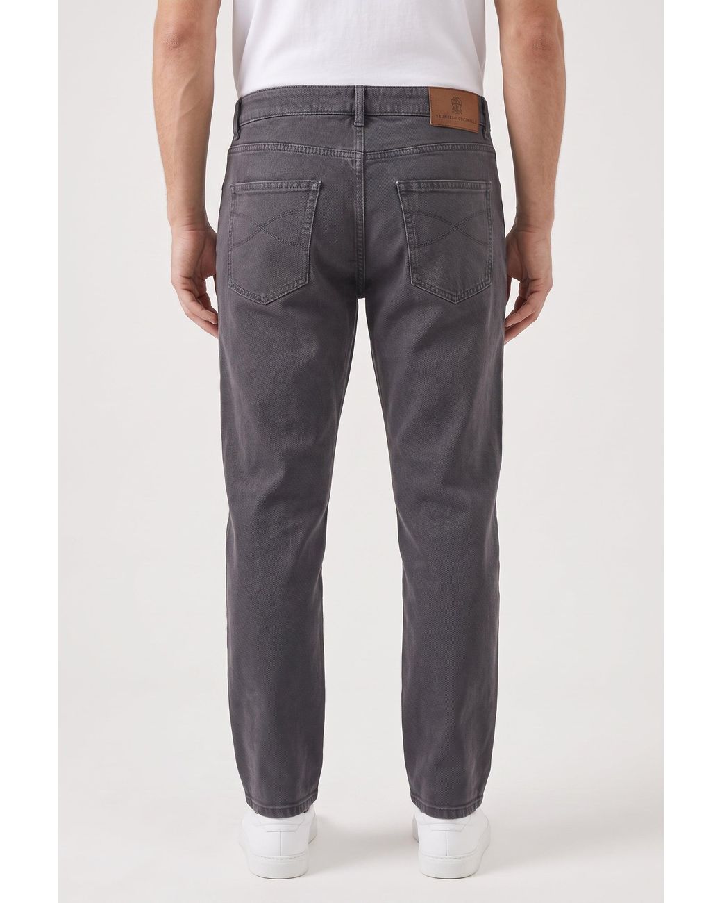 Brunello Cucinelli Gray 100% Cotton 5 Pocket Leisure Fit Denim Pants for men