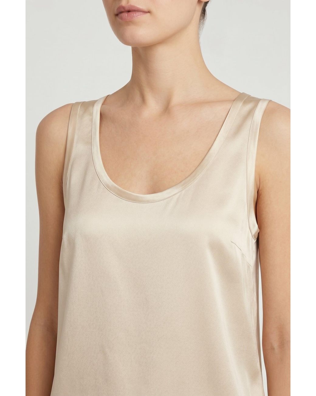 Brunello Cucinelli White Light Silk Tank Top