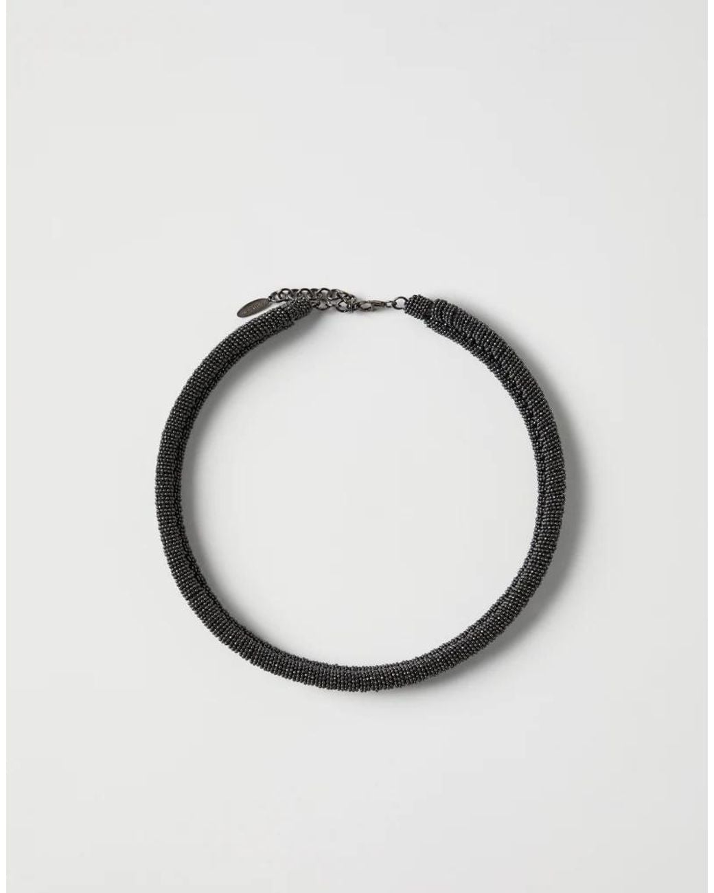 Brunello Cucinelli Metallic Beaded Choker Necklace Bijoux