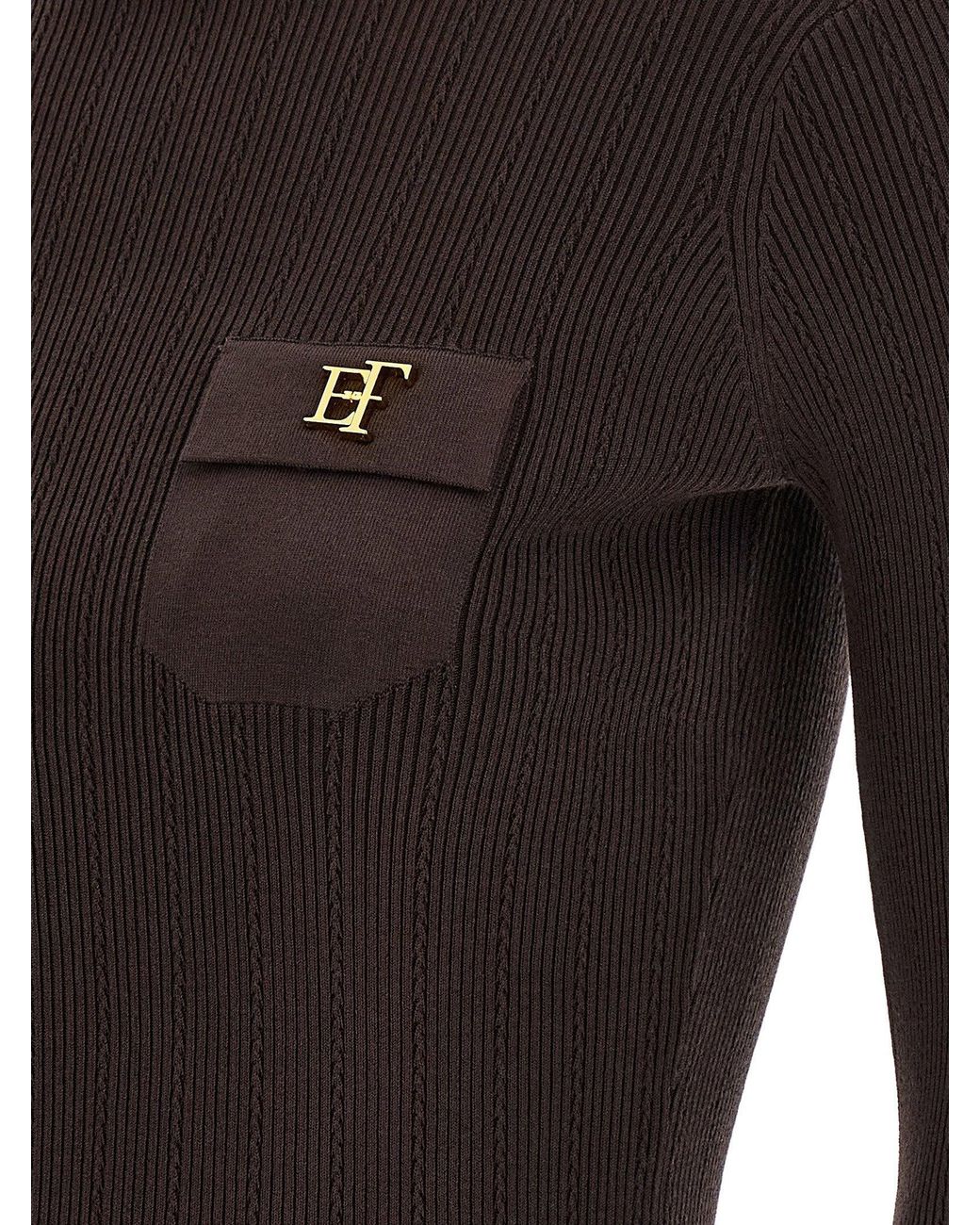 Elisabetta Franchi Black Ribbed Turtleneck Sweater