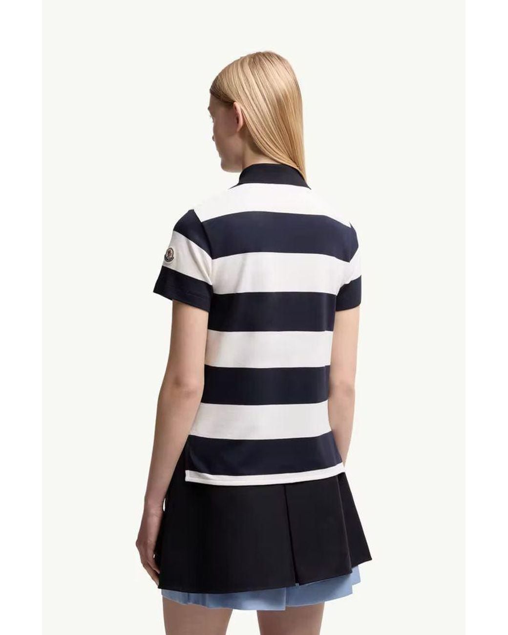 Moncler Blue Moncler Horizontal-Striped Cotton Polo