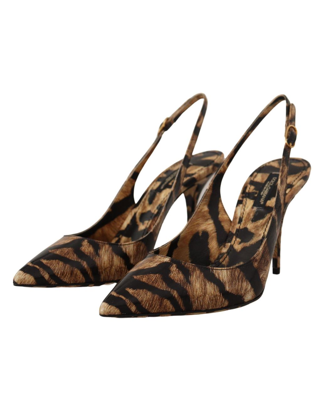 Dolce & Gabbana Black Slingbacks Leather Tiger Shoes Moluro Python