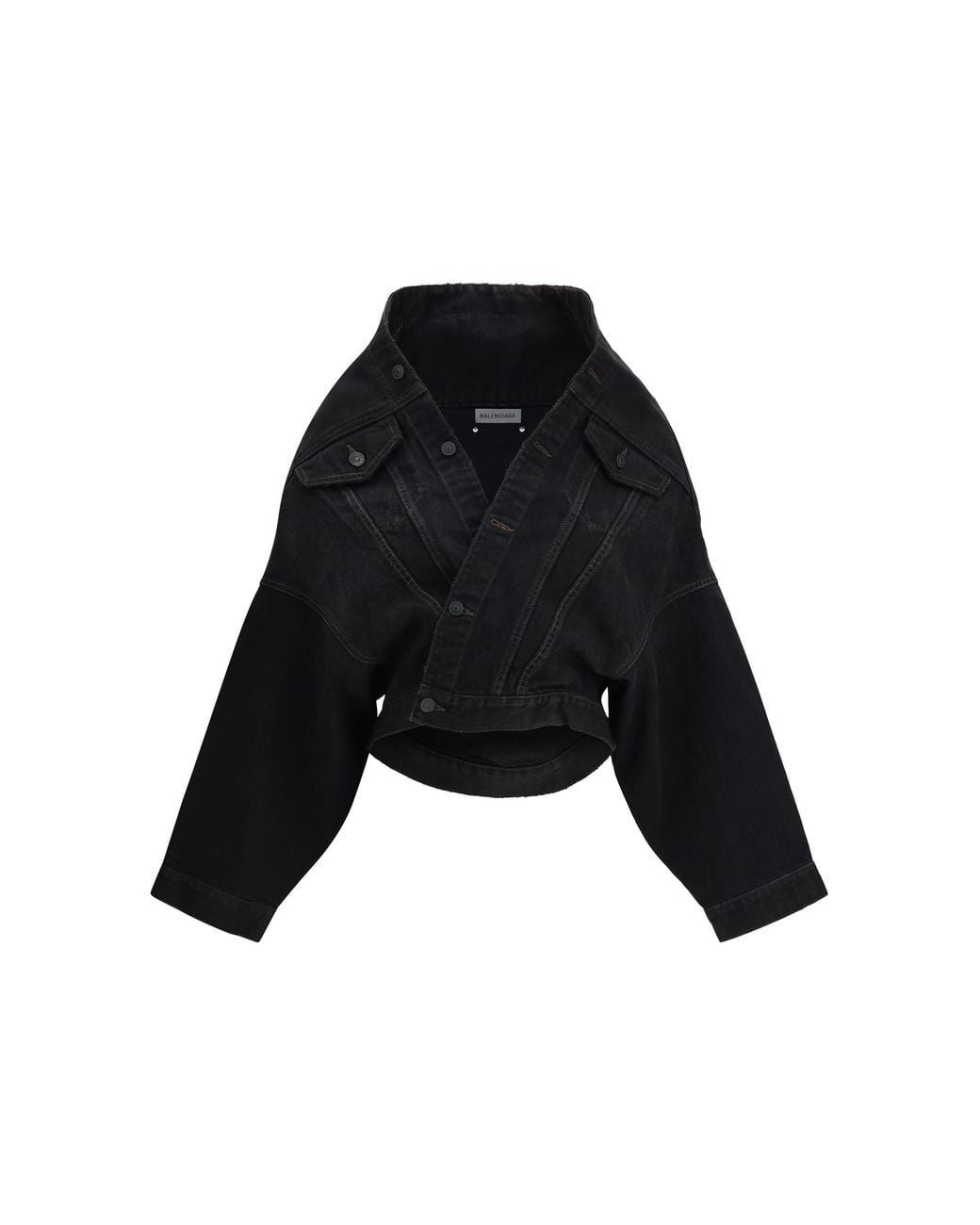 Balenciaga Black Wrap Organic Denim Jacket Cotton Puffer