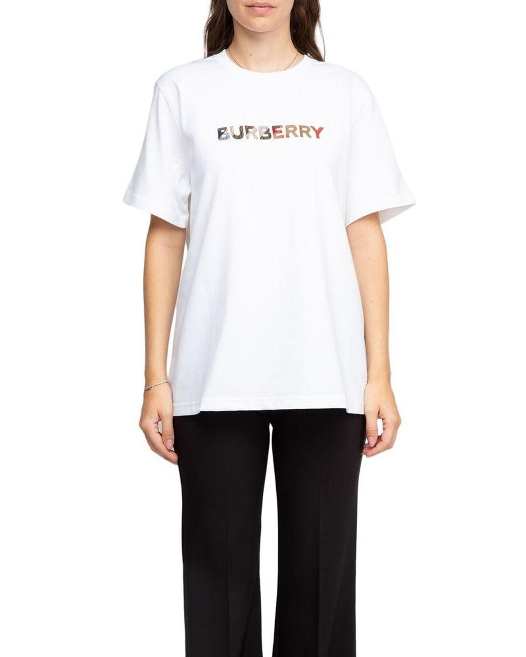 Burberry White T-Shirt Cotton T-Shirts And Polos