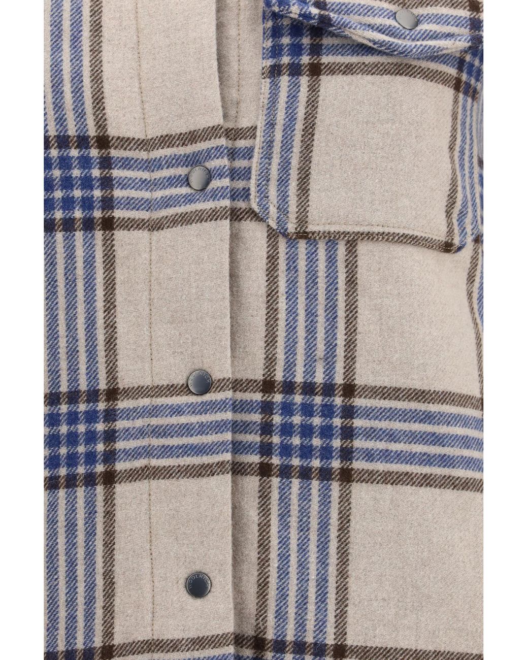 Woolrich White Alaskan Checked Wool Blend Overshirt Jacket