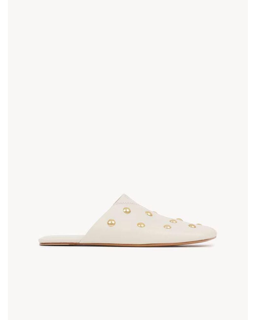Chloé White Chloé Studded Slipper