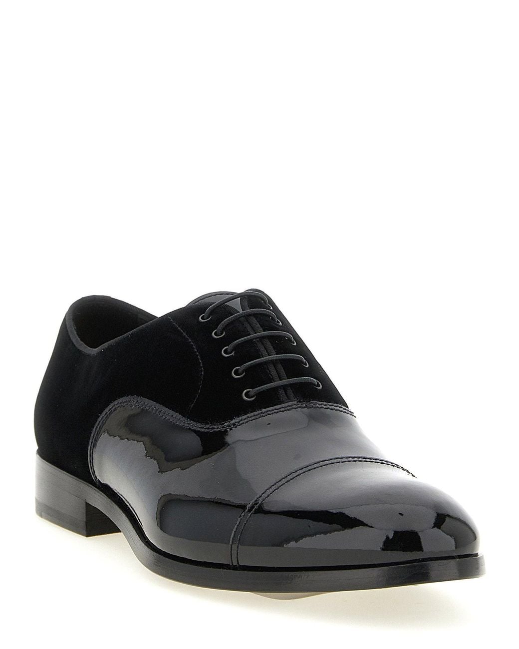 Doucal's Black Patent Leather And Velvet Oxford for men