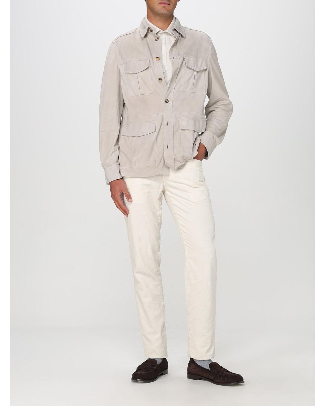 Brunello Cucinelli Natural Light Suede Jacket for men