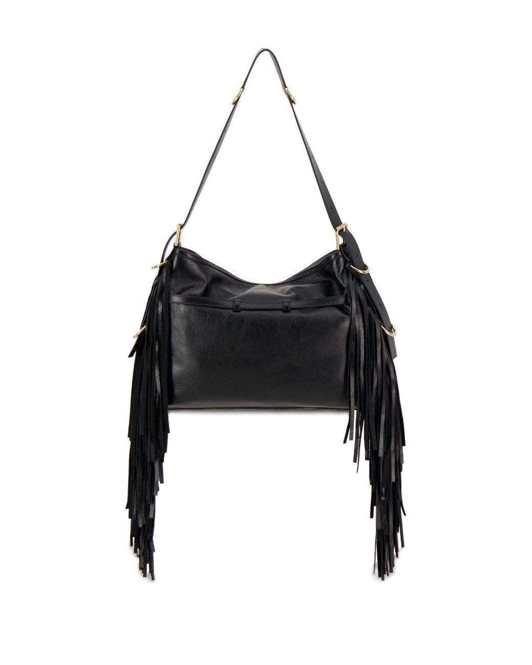 Givenchy Black Voyou Medium Calf Leather Shoulder Bag With Side Fringes And Signature