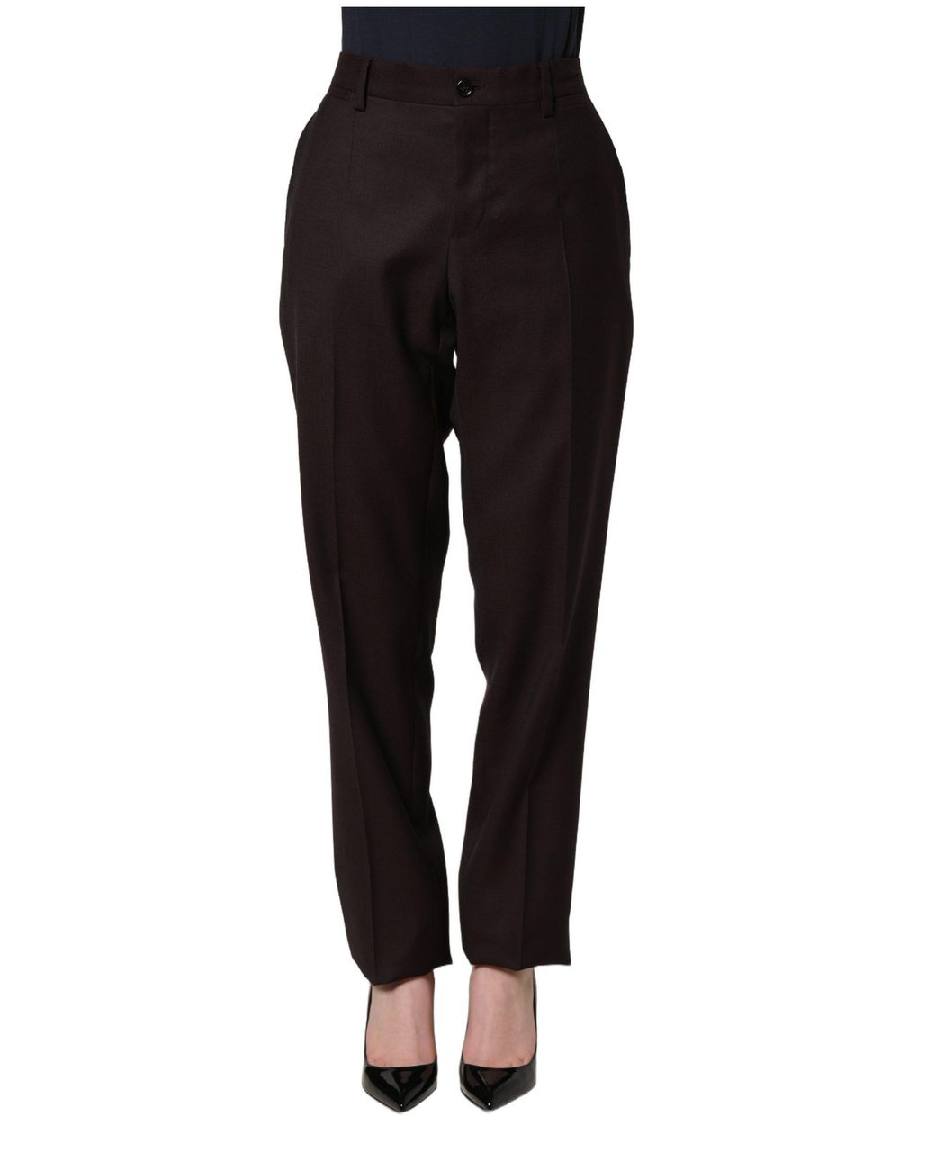 Dolce & Gabbana Black Straight Leg Dress Silk Trousers Pants