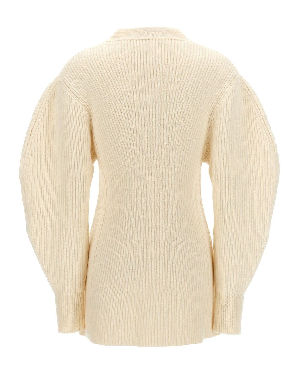 Jil Sander Natural Ribbed Wool Cardigan