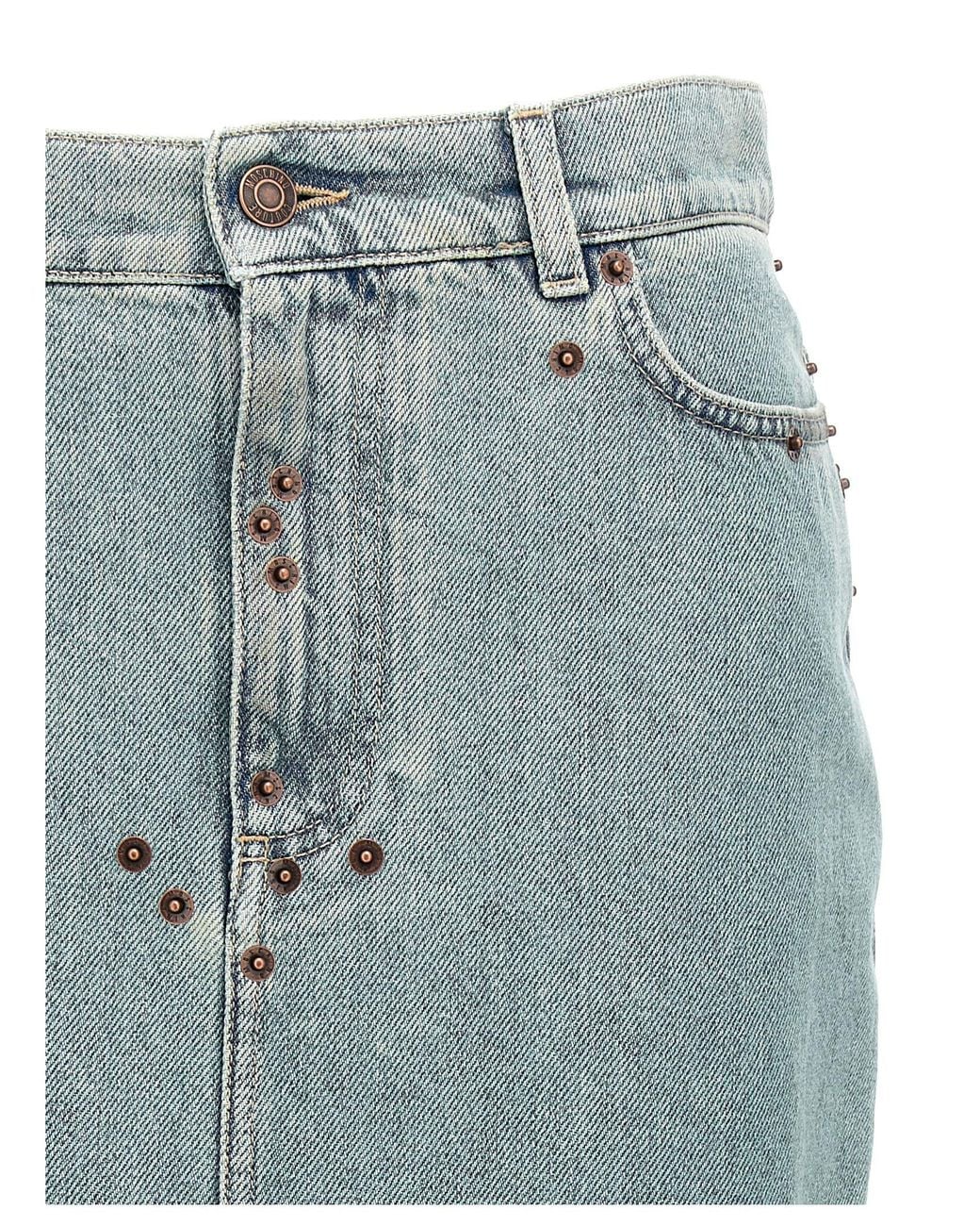 Eye Rivetis Moschino Rivet-Embellished Denim Skirt in Blue | Lyst