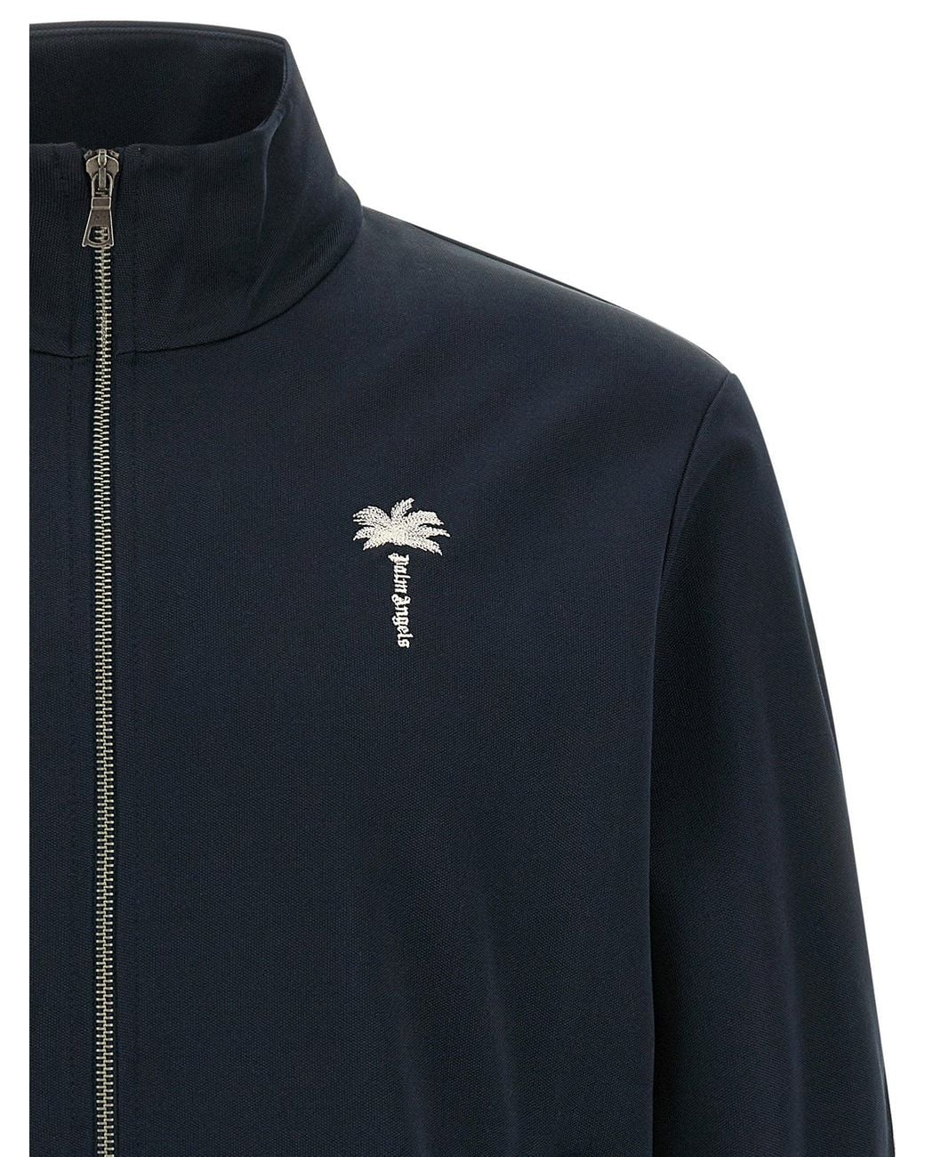 Palm Angels Blue Palm Tree Embroidered Sweatshirt for men