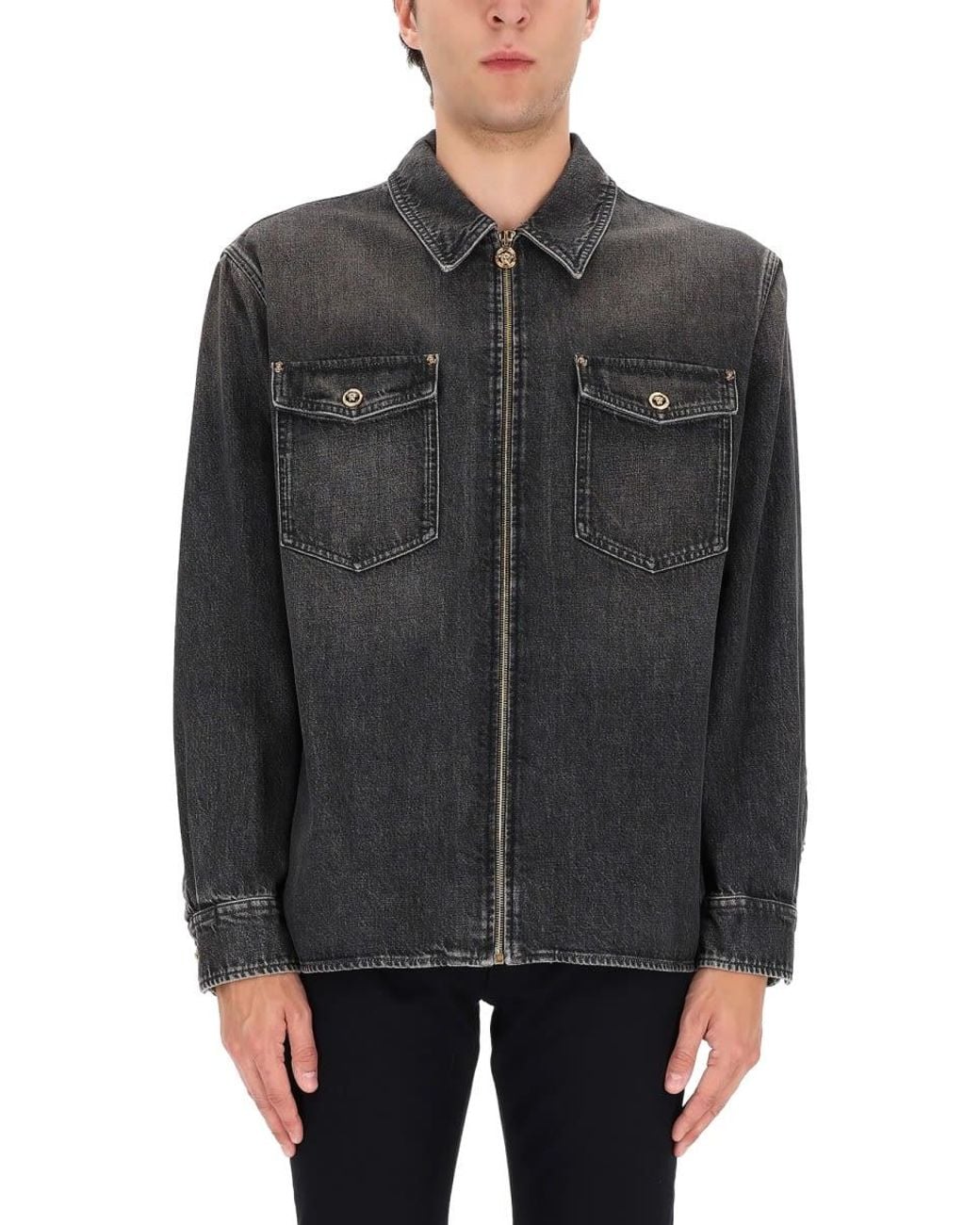 Versace Gray Denim Jacket for men
