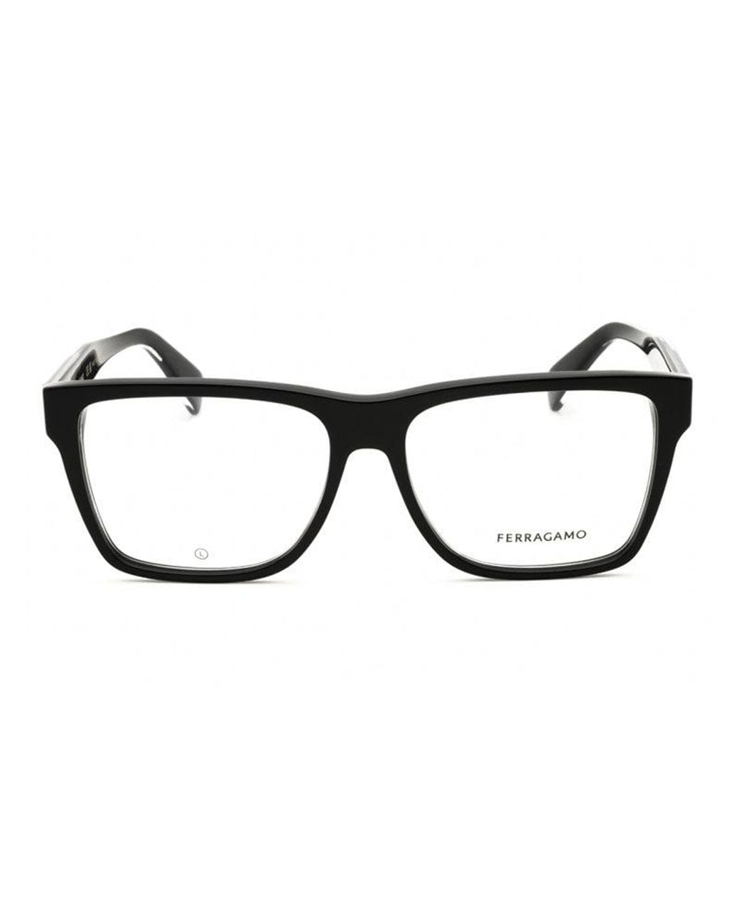 Ferragamo Black Salvatore Eyeglasses Square Full Rim, Frame And Clear Demo Lenses Lens Sf2953N001 Sunglasses for men