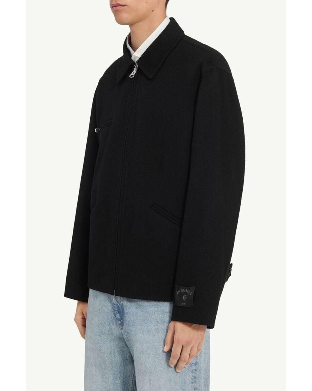 MM6 by Maison Margiela Black Mm6 Maison Margiela Wool Shirt Jacket