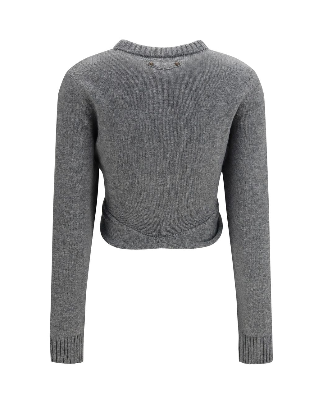 Balenciaga Gray Ruched Crewneck Sweater Wool Ovis Aries