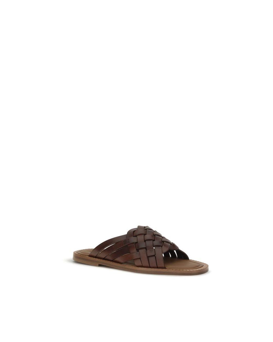 Miu Miu Brown Calf Leather Bos Taurus Flat Sandals