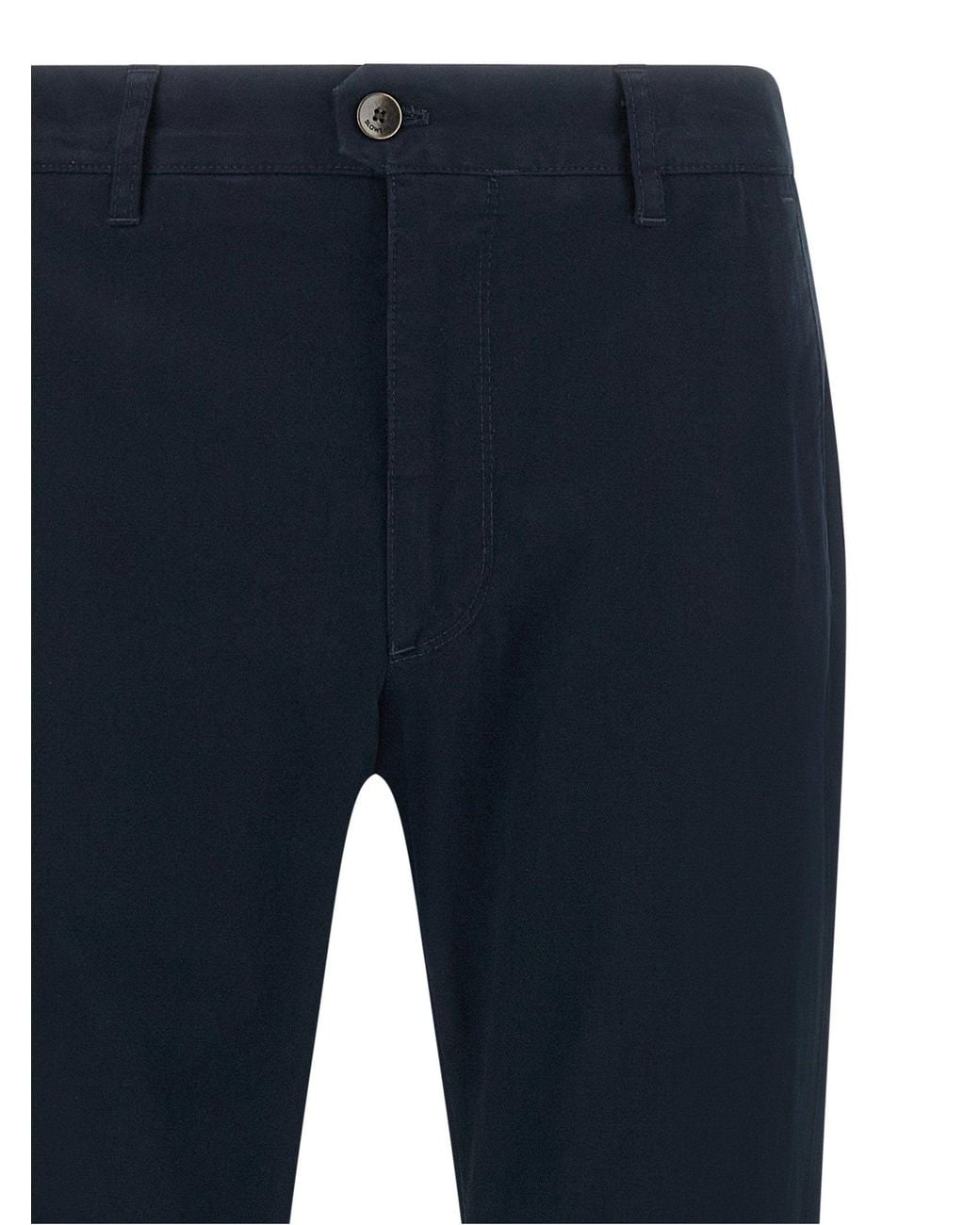 Incotex Blue Stretch Cotton Canvas Trousers for men