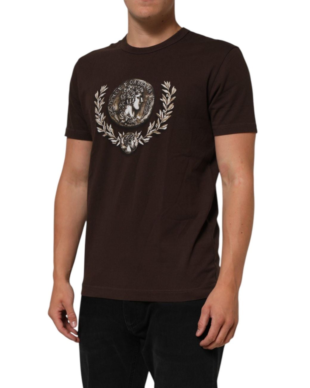 Dolce & Gabbana Black Graphic Coin Tee Short Sleeve for men