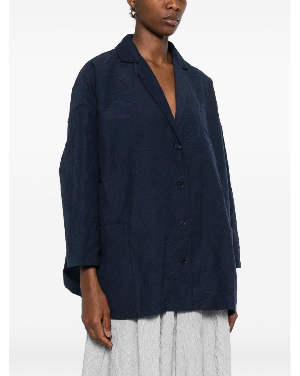 Apuntob Blue Cotton Blend Blazer Jacket