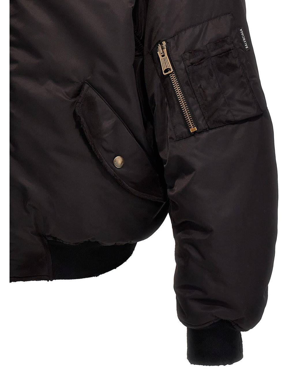 Balenciaga 'Off Shoulder' Bomber Jacket in Black | Lyst